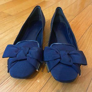 Tory Burch Navy Blue Bow Flats